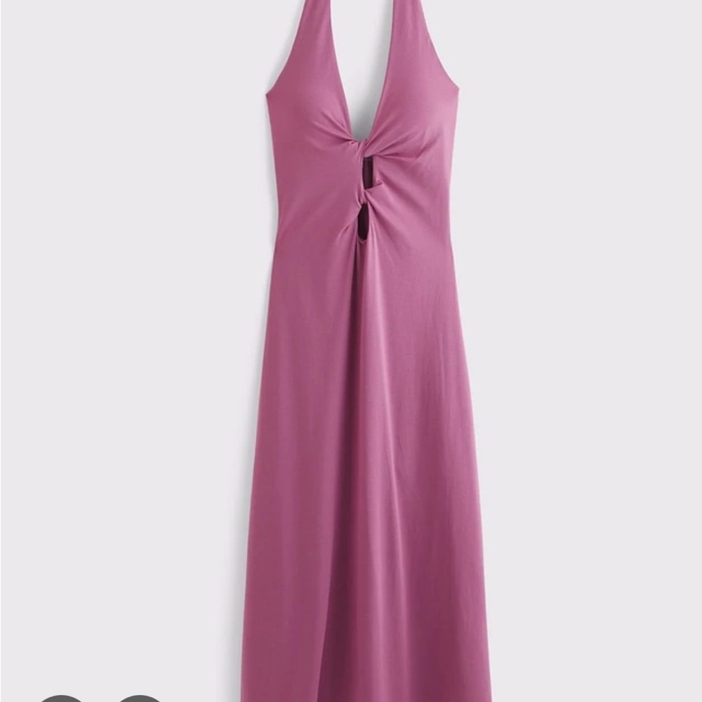 Abercrombie & Fitch Bra-Free Cutout Halter Midi Dress